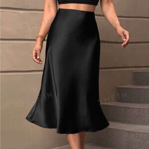 SHEIN black silk skirt